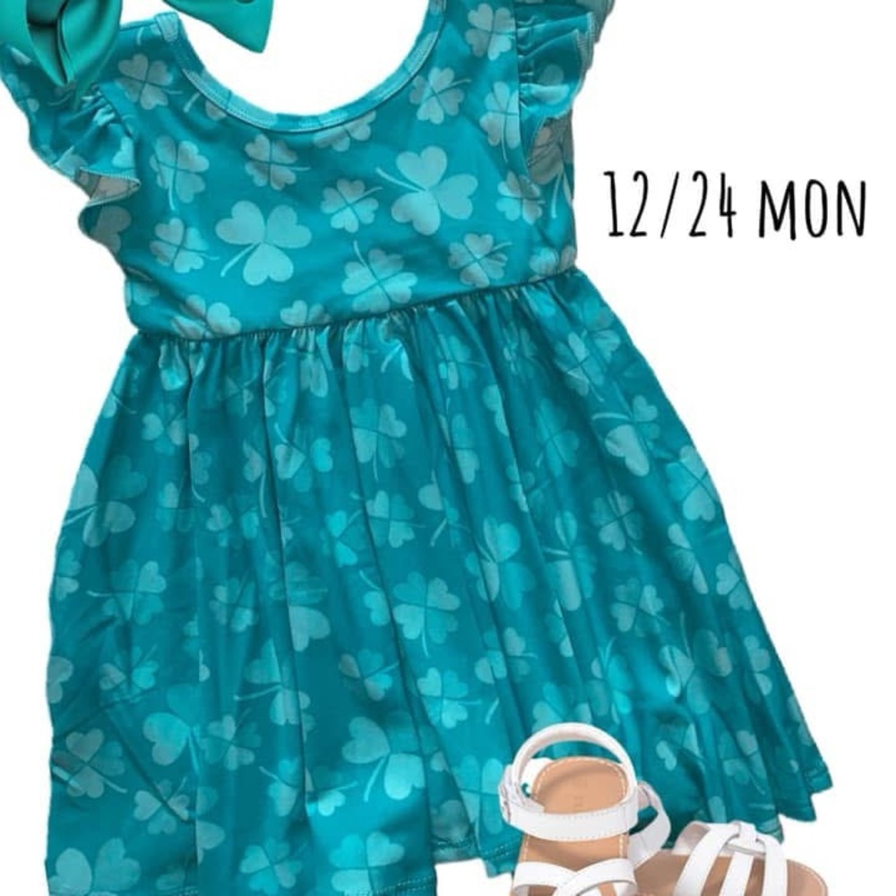 DotDotSmile Teal Clover Print Dress